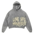 thumbnail image 1 of Men's Y2K Oversized Hoodies All We Need Is Love Sweatshirt Hop Letter Print Oversize Hoodie Casual Baggy Gothic Pullover Hoodie Lightweight Sweatshirt Tops, L-4XL, 1 of 2