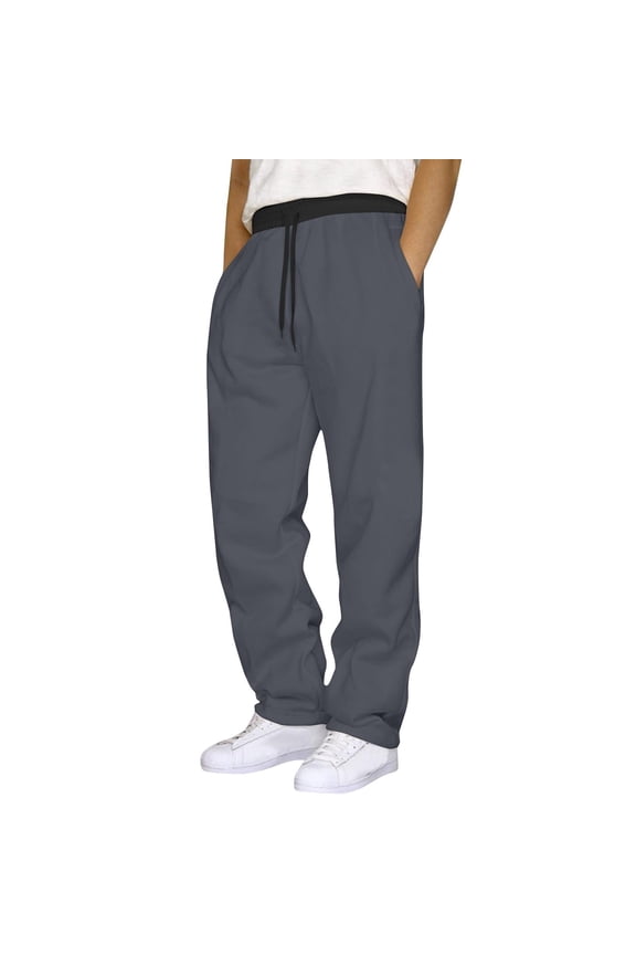 Men's Y2k Baggy Sweatpants - Wide Leg Open Bottom Joggers with Pockets, Streetwear for Tall & Regular Sizes Dark Gray M