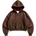 thumbnail image 1 of Men's Y2k Goth Graphic Zip Up Hoodies Long Sleeve Grunge Punk Sweatshirt with Pockets, 1 of 8
