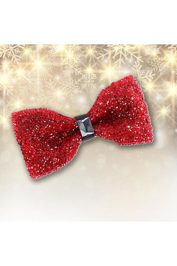 Men's Year Eve Party Suit Rhinestone Bow Tie Wedding Groomsmen Formal Accessory, Red
