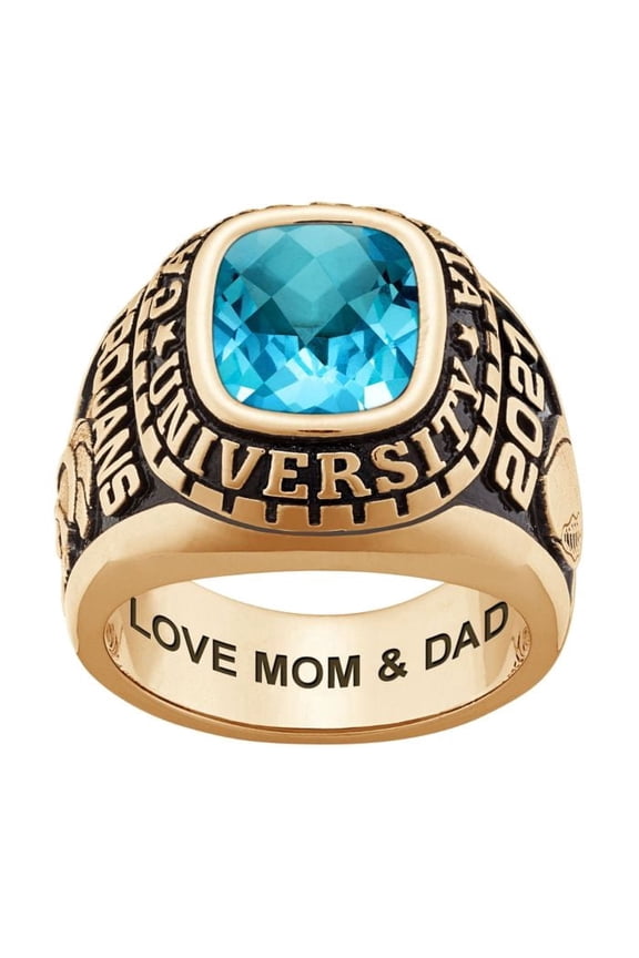 Men's Yellow CELEBRIUM Large Traditional Checkerboard Birthstone Class Ring
