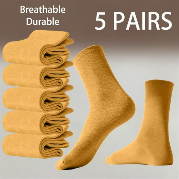 Men’s Yellow Crew Socks – Thin, Lightweight, Breathable, One Size Fits All, Soft & Durable Dress and Casual Socks