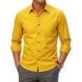 thumbnail image 1 of Men's Yellow Dress Shirts Long Sleeve Button Down Shirt Casual Formal Business Tops with Pocket L, 1 of 7