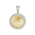 thumbnail image 1 of Men's Yellow Gold 22K Liberty Coin 1/4 OZ Genuine Diamonds Pendant Charm 0.65 ct, 1 of 7