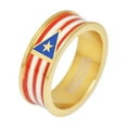 thumbnail image 1 of Men's Yellow Gold Tone Stainless Steel Puerto Rico Flag Band Ring - Size 11, 1 of 5