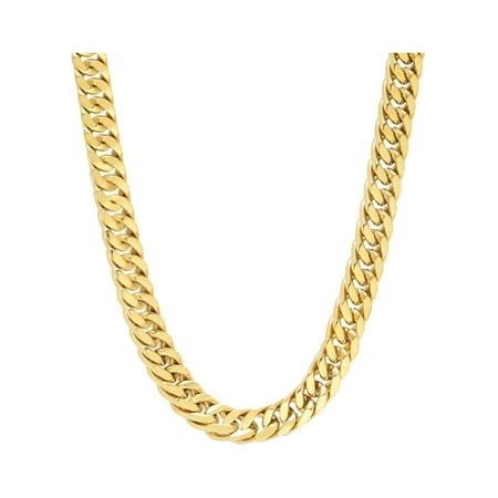 Men’s Yellow IP Stainless Steel Thick 9mm Curb Chain Necklace 24" -Brilliance Fine Jewelry