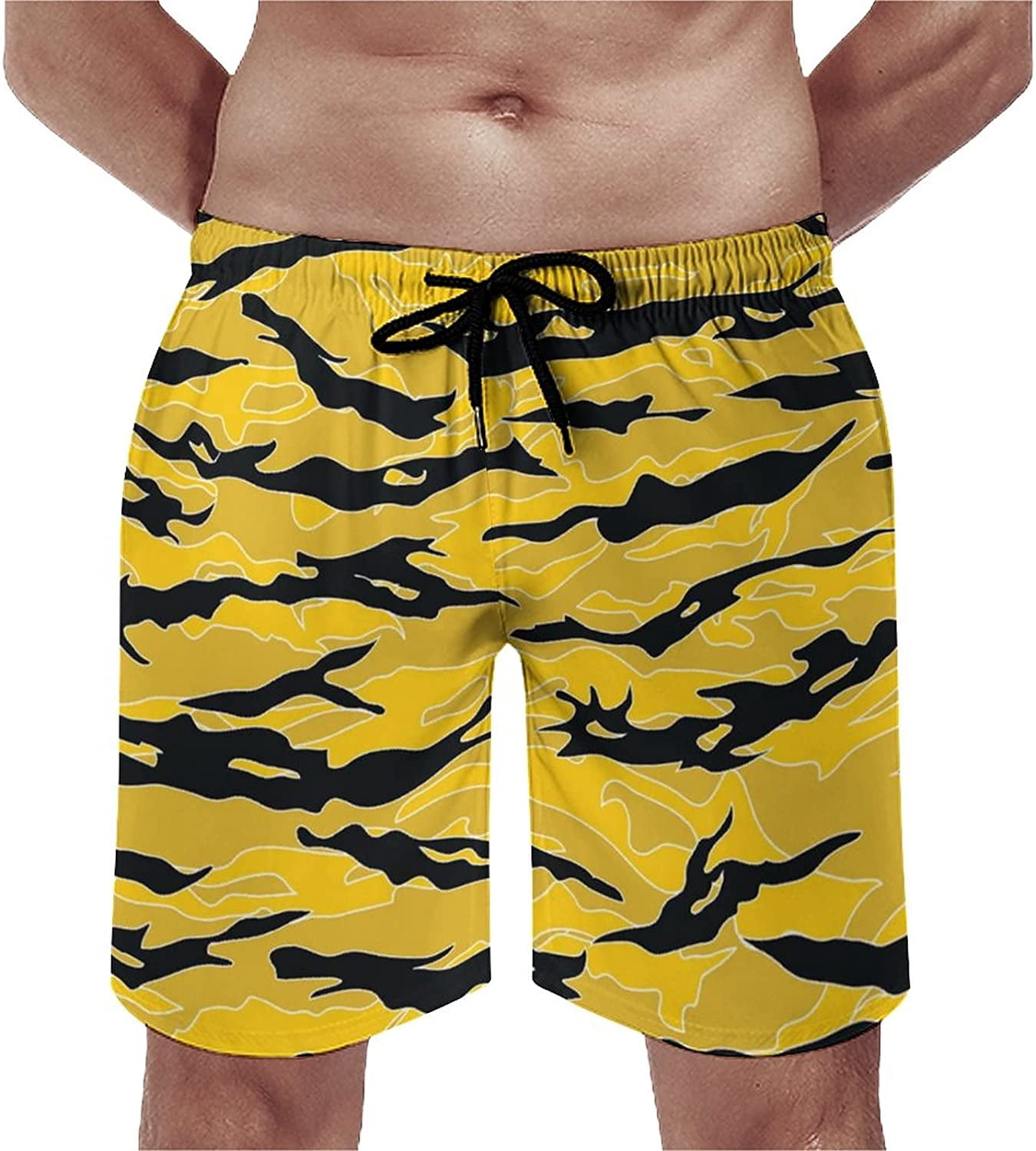 Short De Plage Homme Camouflage Tigre - Séchage Rapide Polyester - Cordon De Serrage, Poches Multiples - Taille S à XXXL