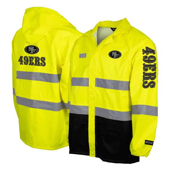 Men's Yellow San Francisco 49ers Hi-Vis Safety Waterproof Rainshell Full-Zip Hooded Jacket