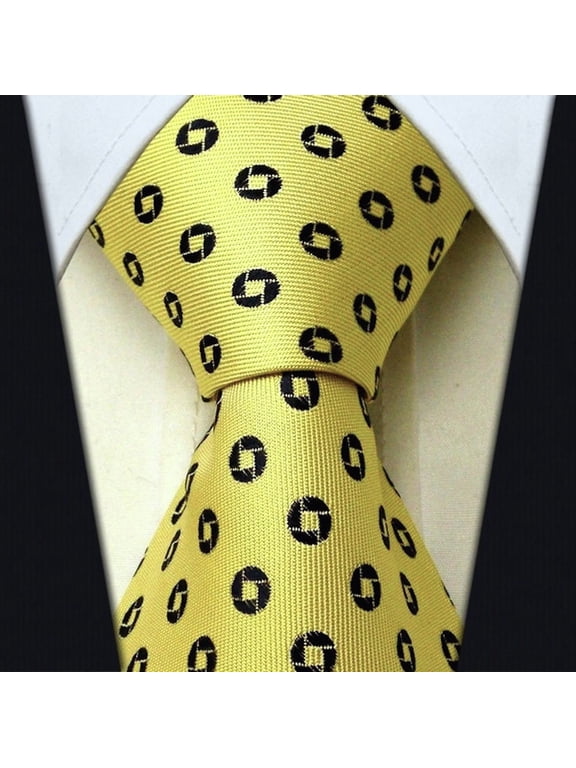 Men's Yellow Tie for Men | Classic Geometric Yellow Necktie | Corbatas Para Hombre Elegantes | Scott Allan Ties Yellow