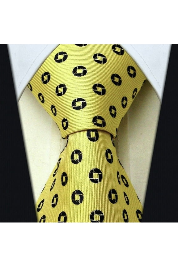 Men's Yellow Tie for Men | Classic Geometric Yellow Necktie | Corbatas Para Hombre Elegantes | Scott Allan Ties Yellow