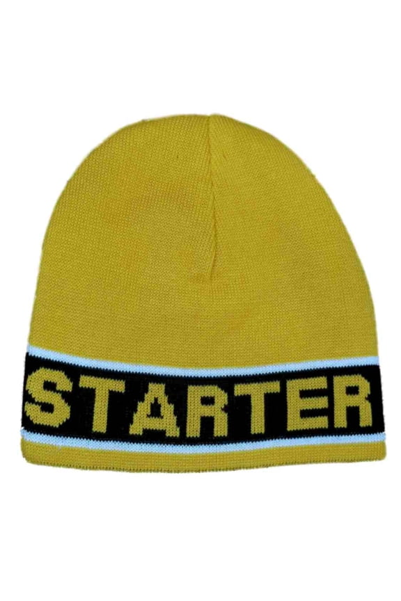 Men's Yellow With Black Stripe Winter Beanie Stocking Cap Hat