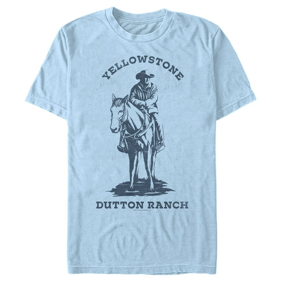 Men's Yellowstone Blue John Dutton Riding Horse on Ranch  Graphic T-Shirt