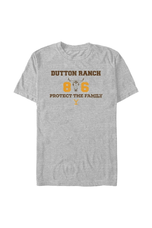 Men's Yellowstone Brown Dutton Ranch 86 Protect the Family Graphic T-Shirt