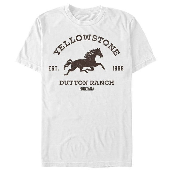 Men's Yellowstone Brown Horse Dutton Ranch Logo Est. 1886 Graphic T-Shirt
