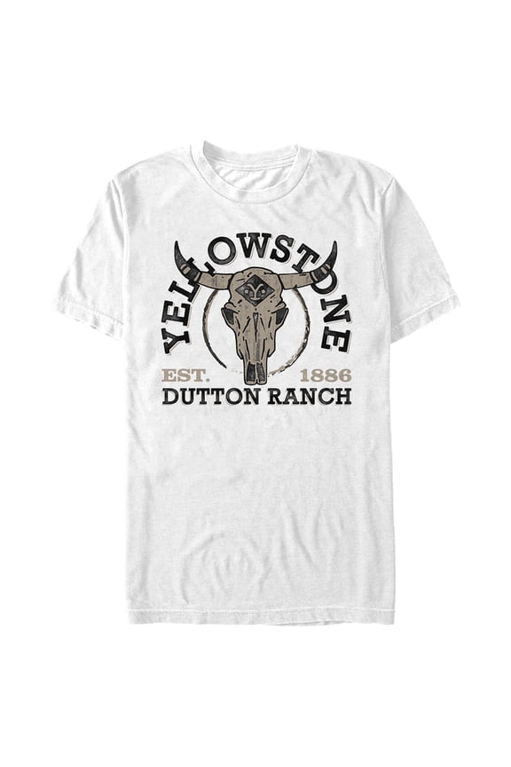 Men's Yellowstone Cow Skull Dutton Ranch Est. 1886  Graphic T-Shirt