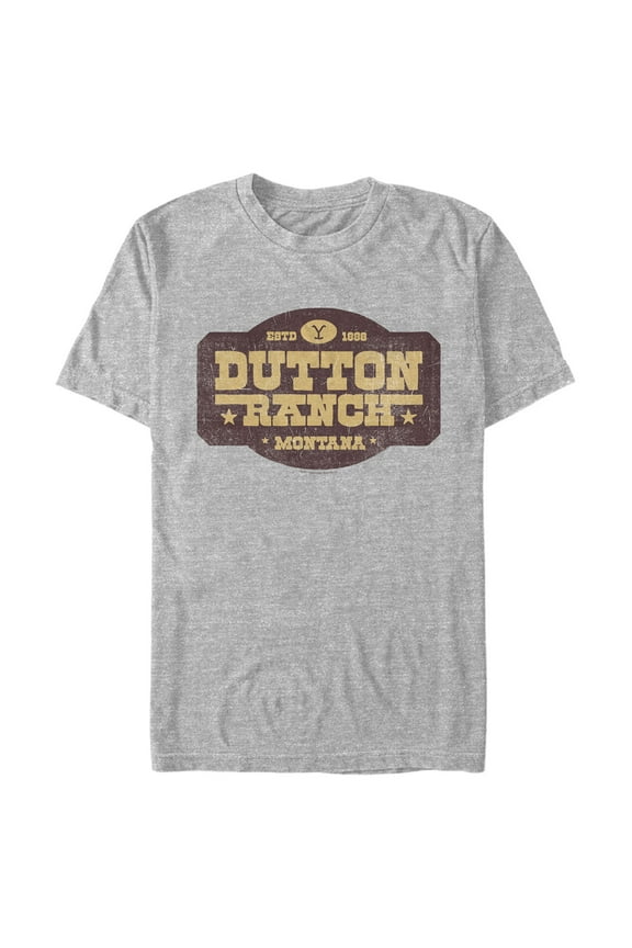 Men's Yellowstone Distressed Dutton Ranch Montana Est 1886 Logo Graphic T-Shirt