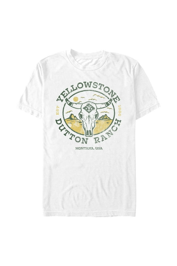 Men's Yellowstone Distressed Est. 1886 Skull Graphic T-Shirt