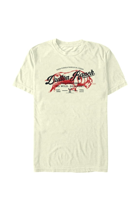 Men's Yellowstone Dutton Ranch Bull So Wild, So Angry Graphic T-Shirt