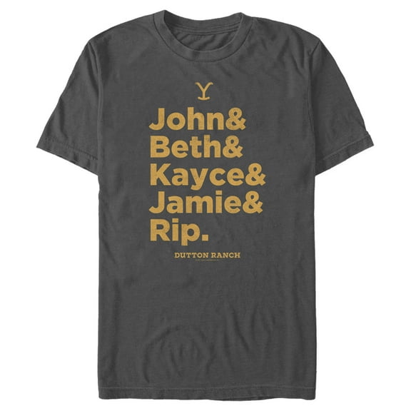 Men's Yellowstone Dutton Ranch Family Name Line Up Graphic T-Shirt