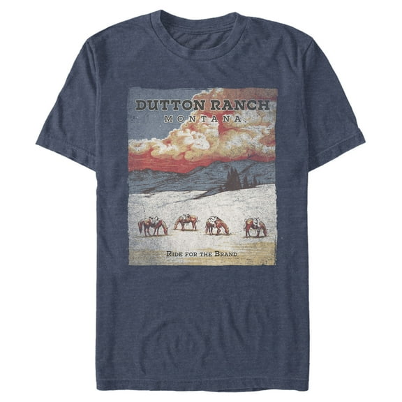 Men's Yellowstone Dutton Ranch Ride For The Brand Snow Poster Graphic T-Shirt
