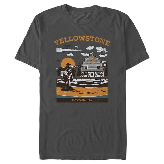 Men's Yellowstone Montana Landscape Poster  Graphic T-Shirt