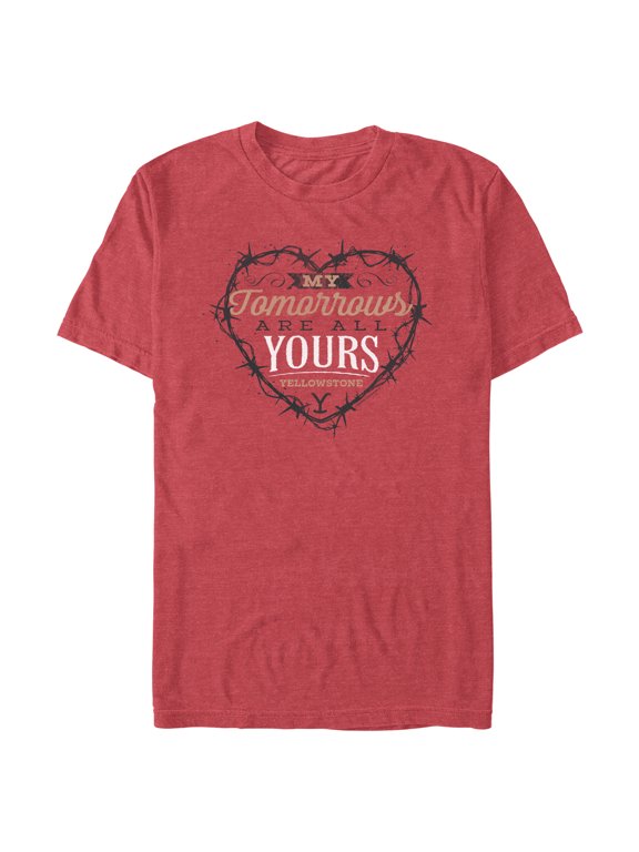 Men's Yellowstone My Tomorrows Are All Yours Black Barbwire Heart Graphic T-Shirt