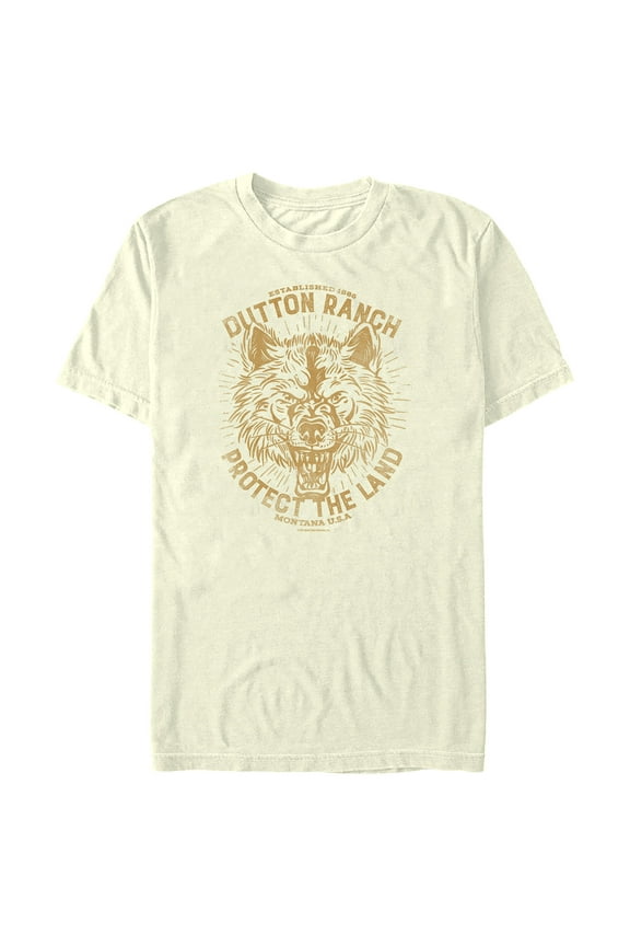 Men's Yellowstone Protect The Land Angry Wolf Dutton Ranch Graphic T-Shirt