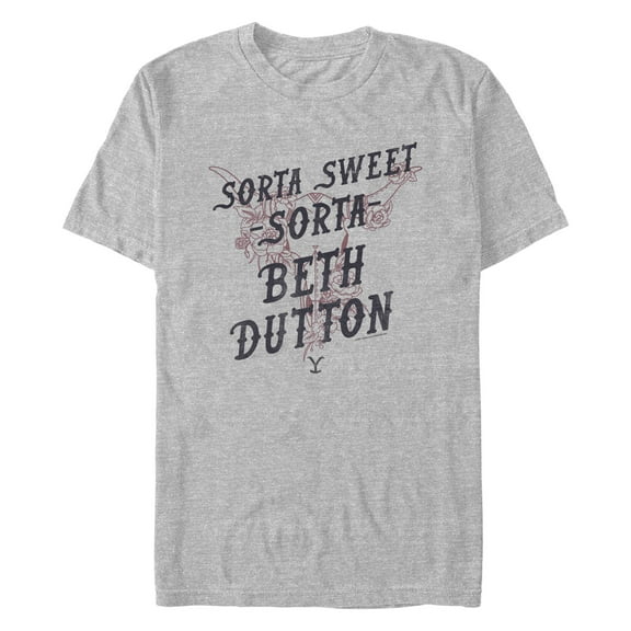 Men's Yellowstone Sorta Sweet Sorta Beth Dutton Cow Skull Graphic T-Shirt