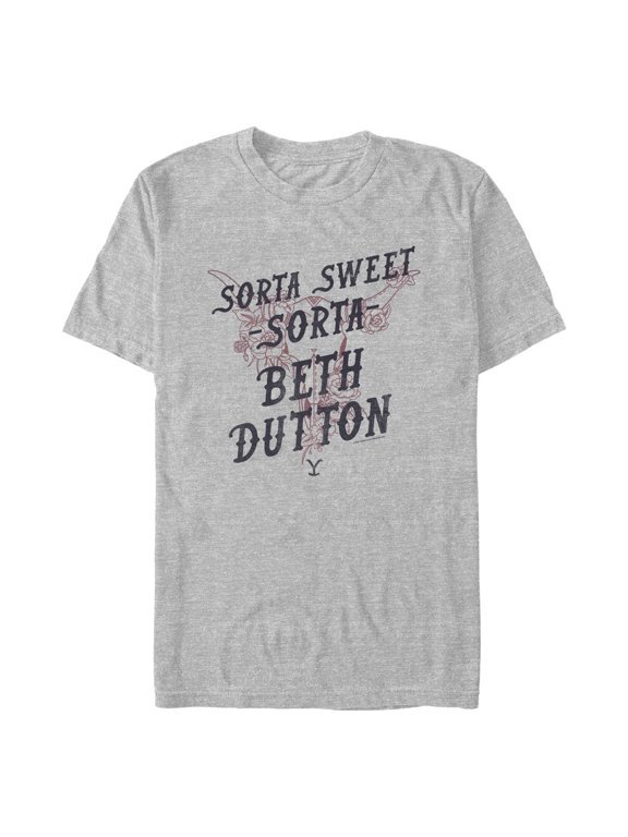 Men's Yellowstone Sorta Sweet Sorta Beth Dutton Cow Skull Graphic T-Shirt