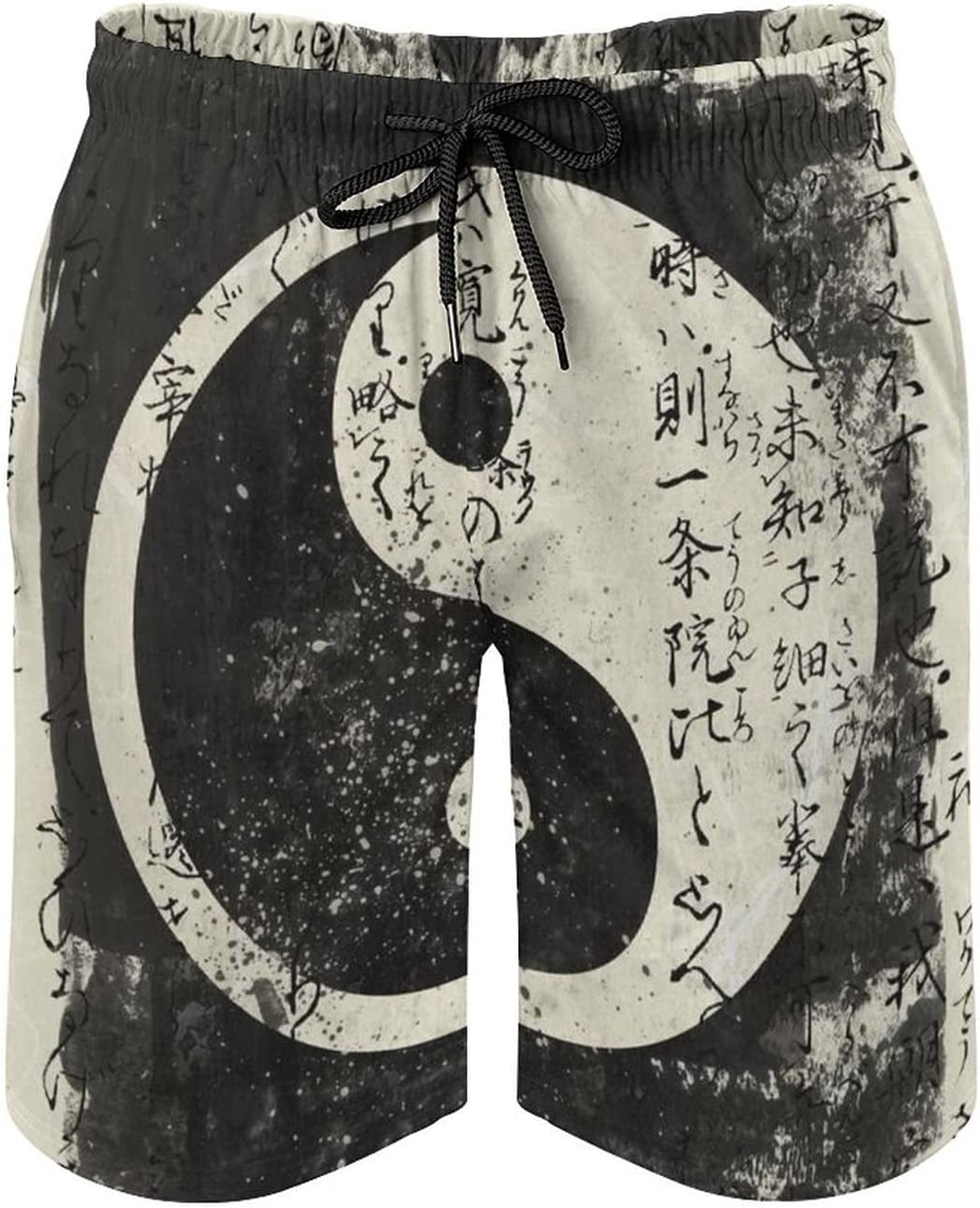Men's Yin Yang Swim Trunks Quick Dry Beach Pants Board Shorts Bathing Suits with Mesh Lining and Pockets S-3XL