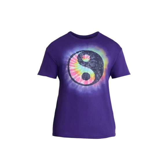 Men's Yin Yang Tie Dye Purple Graphic T-Shirt - Small