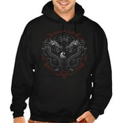 KOYOTEE Men's Ying Yang Dragon Black Pullover Hoodie Sweater 4X-Large Black