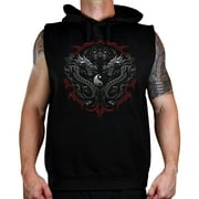 KOYOTEE Men's Ying Yang Dragon Black Sleeveless Vest Hoodie 3X-Large Black