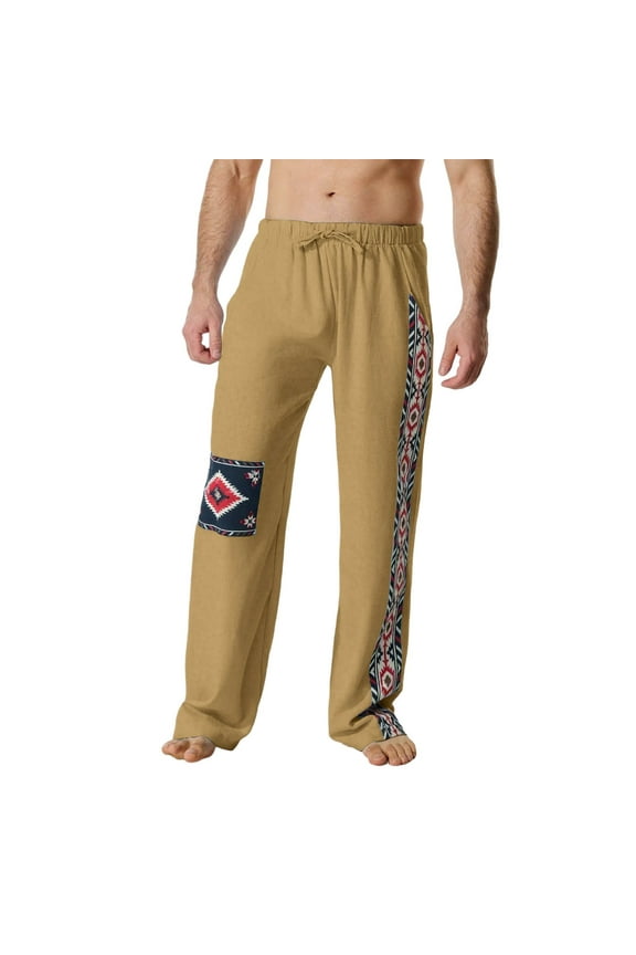 Men's Yoga Beach Pants Tribal Graphic Print Loose Fit Lounge Pants Comfort Ethnic Drawstring Summer Trousers