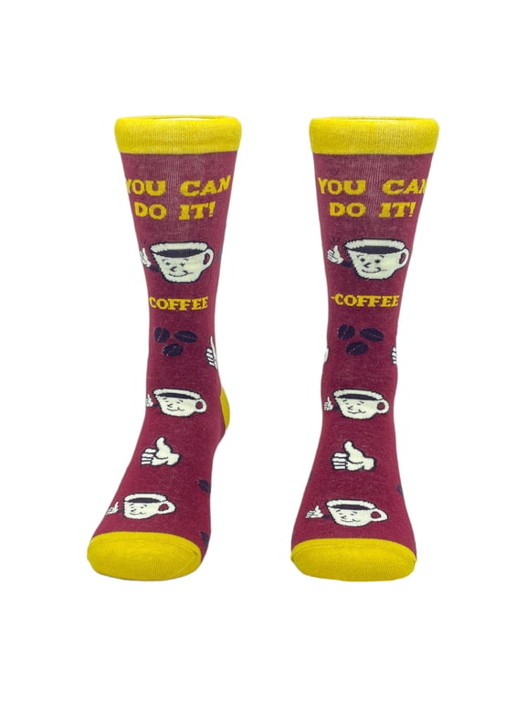 Men's You Can Do It Coffee Socks Funny Cafe Lover Cup Of Joe Graphic Novelty Footwear