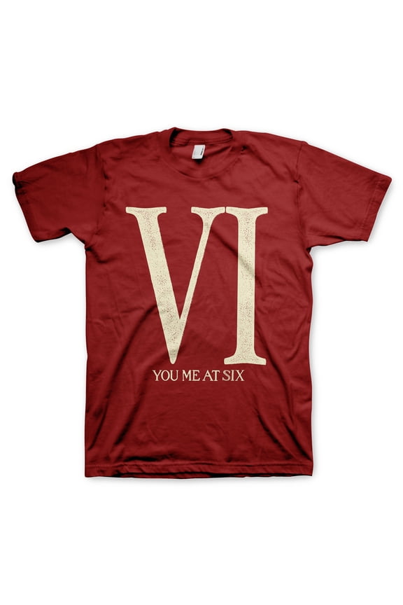 Men's You Me At Six Maroon Roman VI Tee T-shirt Medium Maroon