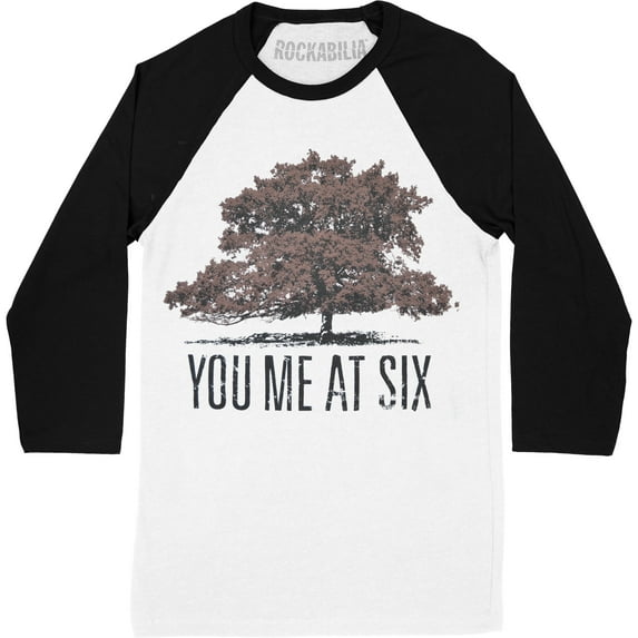 Men's You Me At Six Tree Raglan Baseball Jersey Small Black
