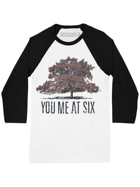 Men's You Me At Six Tree Raglan Baseball Jersey Small Black