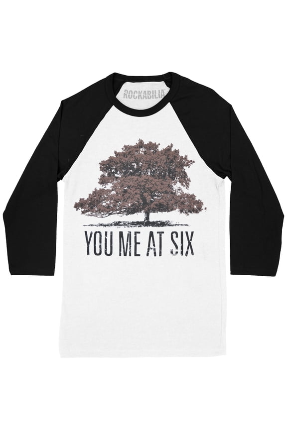 Men's You Me At Six Tree Raglan Baseball Jersey X-Large Black