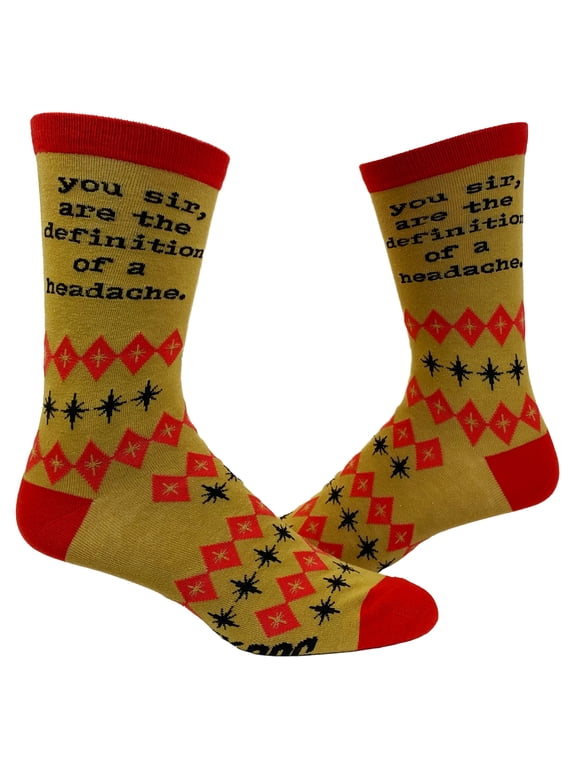 Men's You Sir Are The Definition Of A Headache Socks Funny Retro Sarcastic Footwear