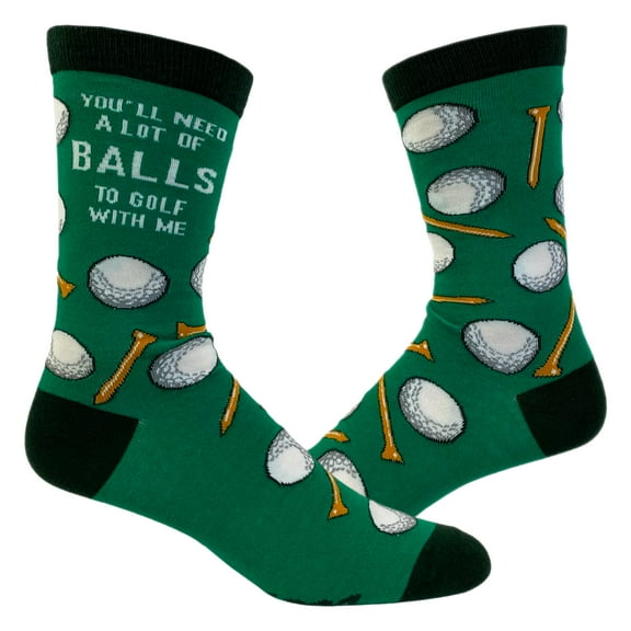 Men's You'll Need A Lot Of Balls to Golf With Me Socks Funny Fathers Day Golfing Footwear