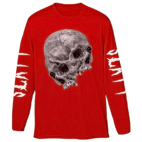 Men's Young Thug Thugger Skull (Back & Sleeve Print) Long Sleeve Large Red