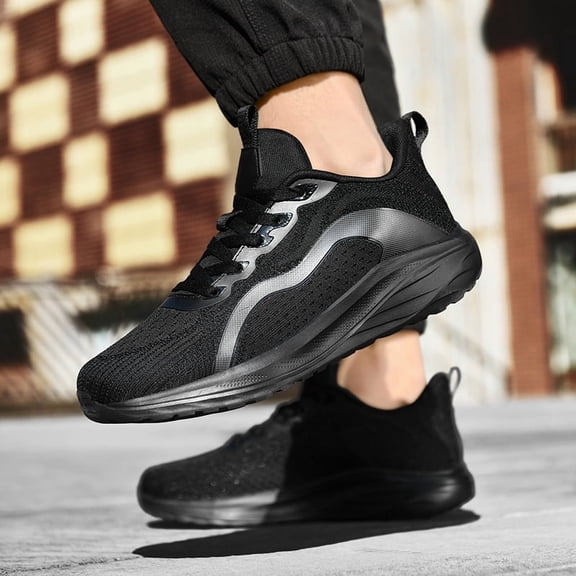 Men's & Youth Breathable Mesh Sneakers - Lightweight Low-Top Sneakers with Cushioned Rubber Sole for Running, Gym, Streetwear - All-Season Casual Wear (Lace-Up Round Toe Design) - Random Color Styles