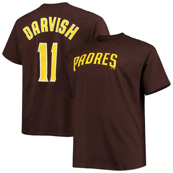 Men's Fanatics Yu Darvish Brown San Diego Padres Big & Tall Name & Number T-Shirt