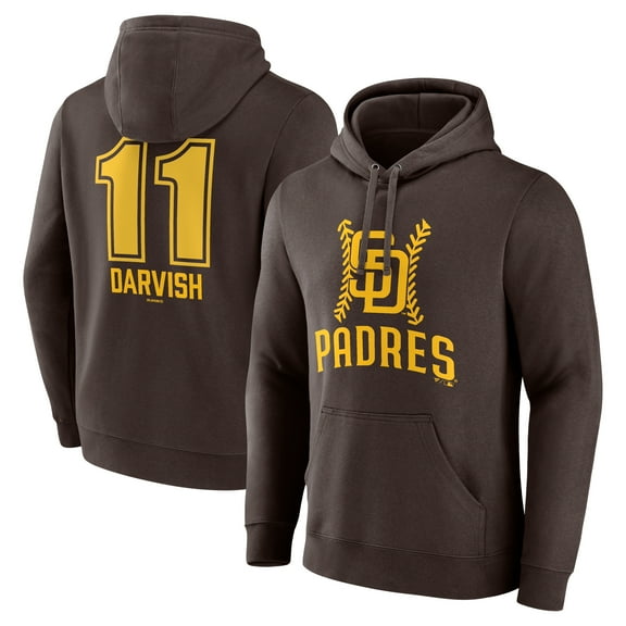 Men's Yu Darvish Brown San Diego Padres Fastball Player Name & Number Pullover Hoodie