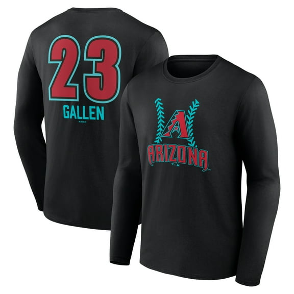 Men's Zac Gallen Black Arizona Diamondbacks Name & Number Fastball Long Sleeve T-Shirt