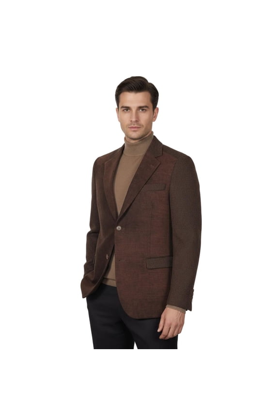 Men's Zacchi Sport Coat Patch Elbow Chenille Velveteen Bryan Cognac 74527