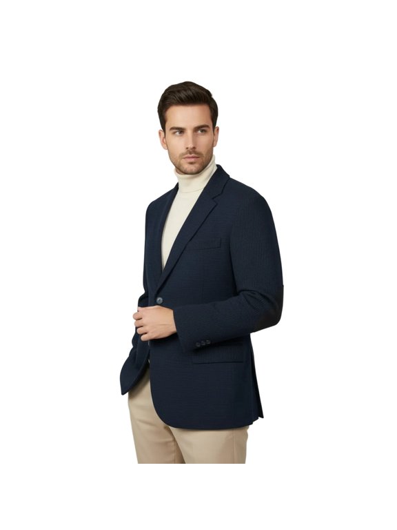 Men's Zacchi Sport Coat Patch Elbow Chenille Velveteen Bryan Navy 74521