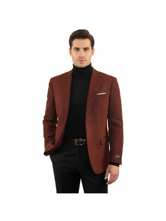 Men's Zacchi Sport Coat Patch Elbow Chenille Velveteen Bryan Rust 74529