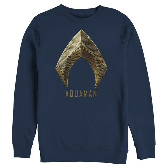 Men's Zack Snyder Justice League Aquaman Logo  Sweatshirt Navy Blue Large